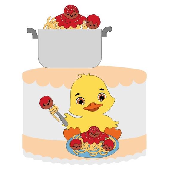 Topo Patinho Comendo Spaghetti
