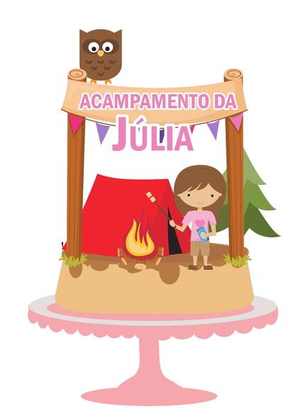 Topo de Bolo Acampamento Menina