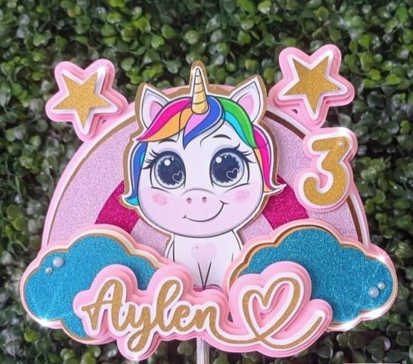 Topper Unicornio e Arcoiris