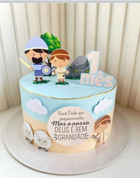 Topo de Bolo Davi e Golias Cute