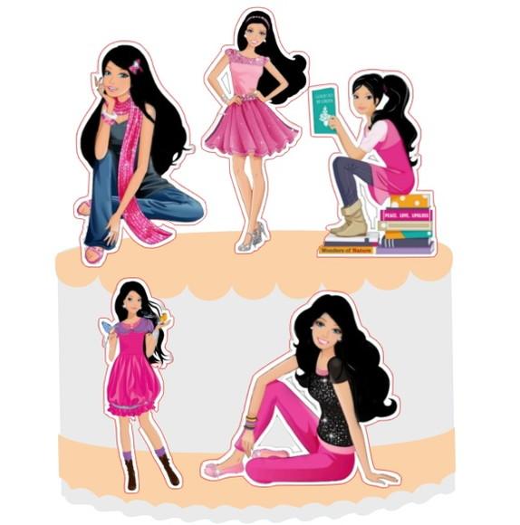 Topo de Bolo Barbies Morenas