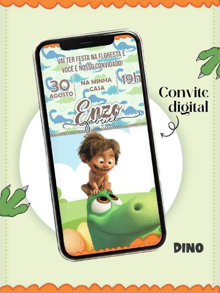 Convite Digital Dino Png e pdf