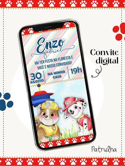 Convite Digital Patrulha Canina Png e pdf