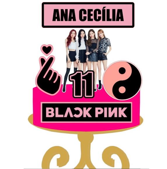 Topo de Bolo Black Pink