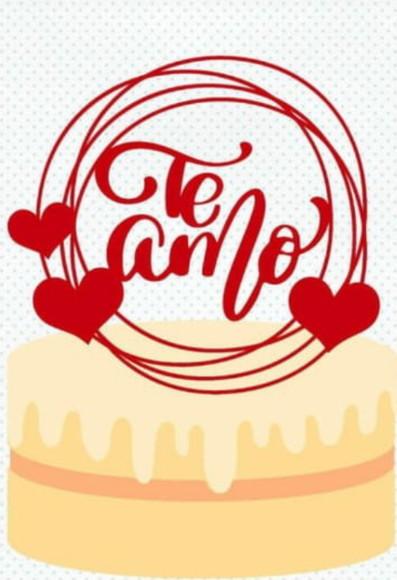 Topo de Bolo Circular Eu Te Amo