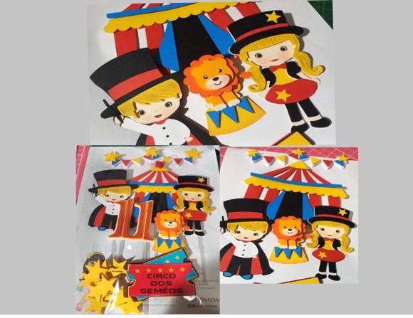 Topo de Bolo Circo dos Gêmeos