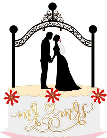 Topo Casamento Silhueta Mr e Mrs