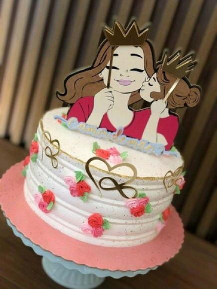 Topo de Bolo Amor de Mãe Rainha
