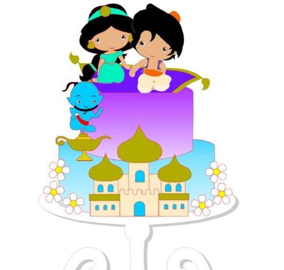 Topo Cute Aladdin Jasmine e Genio
