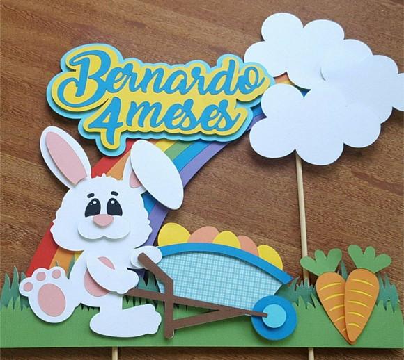 Topo Coelho com Carrinho de Ovos