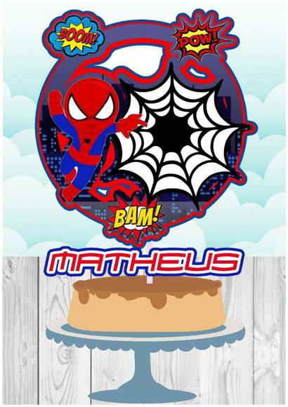 Topo de Bolo Homem Aranha Cute 3