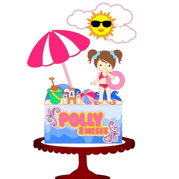 Topo de Bolo Menina na Praia