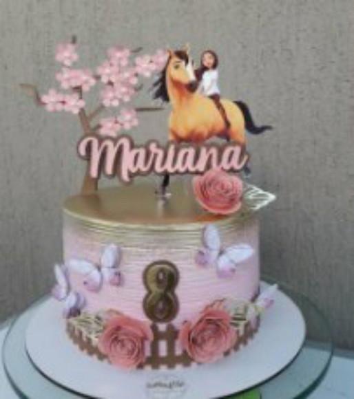 Topo de Bolo Menina no Cavalo