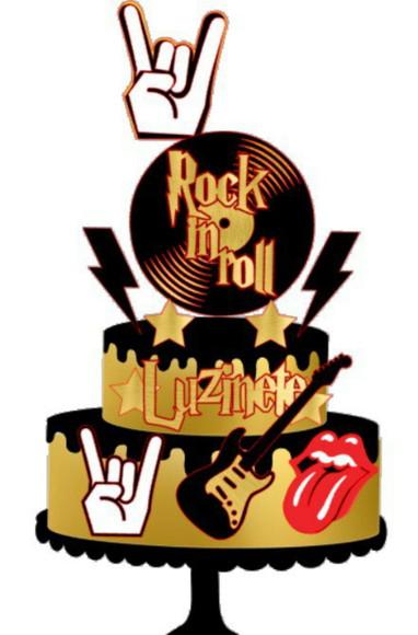 Topo de Bolo Rock In Roll 3