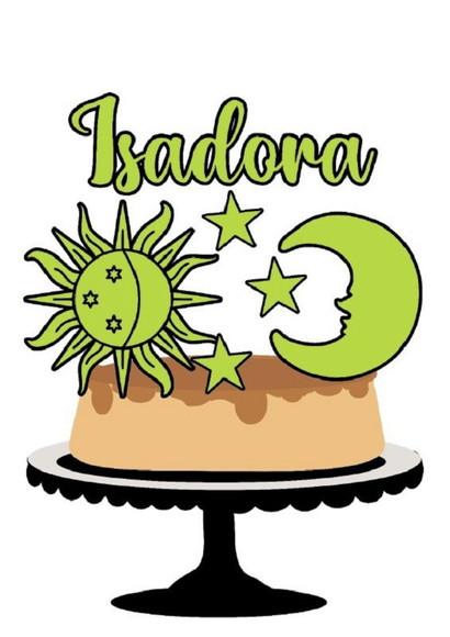 Topo de Bolo Sol e Lua