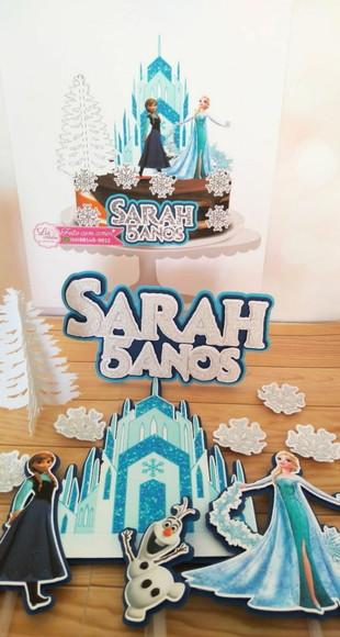 Topo de Bolo Frozen com Árvore 3d