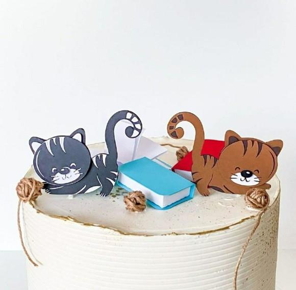 Topo Gatos e Livros 3d