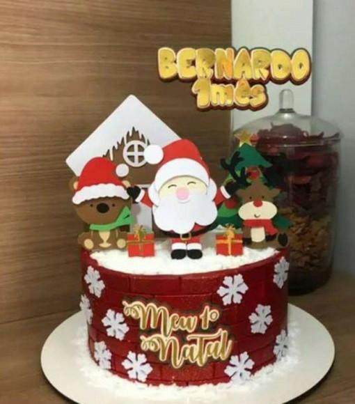 Topo Papai Noel Rena e Ursinho