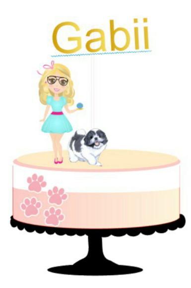 Topo Menina Passeando c/ Cachorrinho