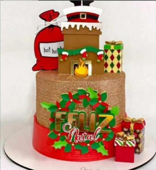 Topo de Bolo Lareira de Natal