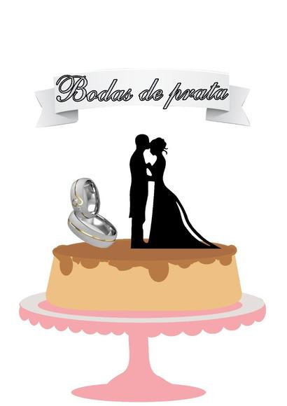 Topo de Bolo Bodas de Prata