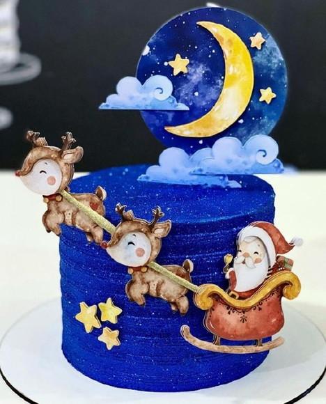 Topo de Bolo Natal Aquarela