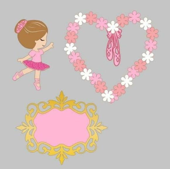 Topo Bailarina Coração de Flores