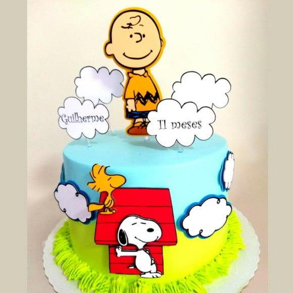Topo de Bolo Snoopy e Charlie Brown