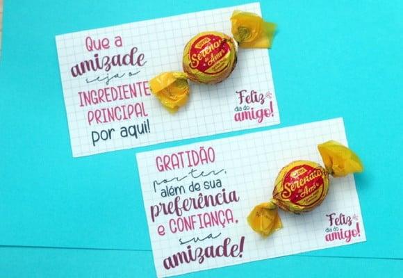 Cartão com Bombom Dia do Amigo
