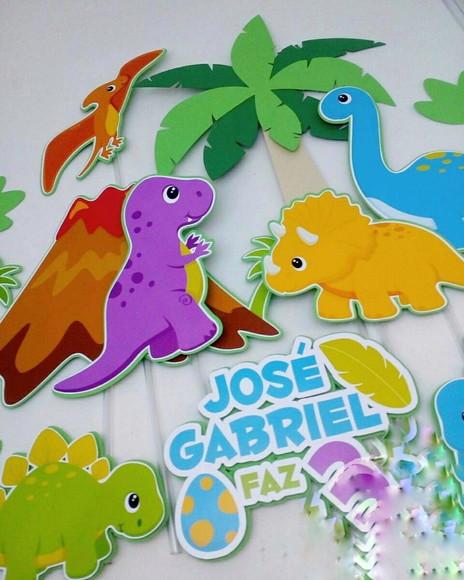 Topo de Bolo Dinossauro Cute