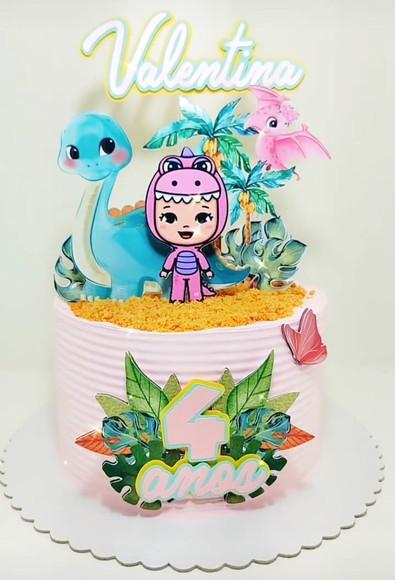 Topo de Bolo Dino Menina