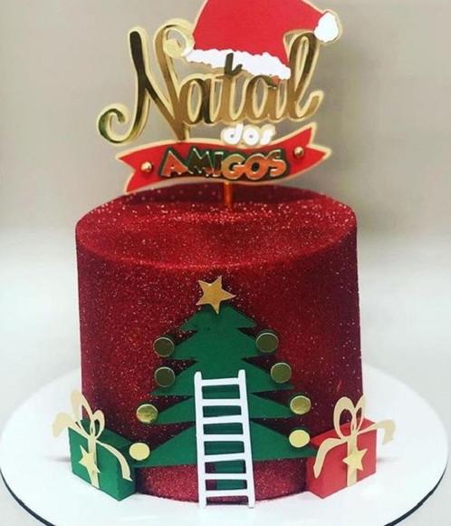 Topo de Bolo Natal dos Amigos