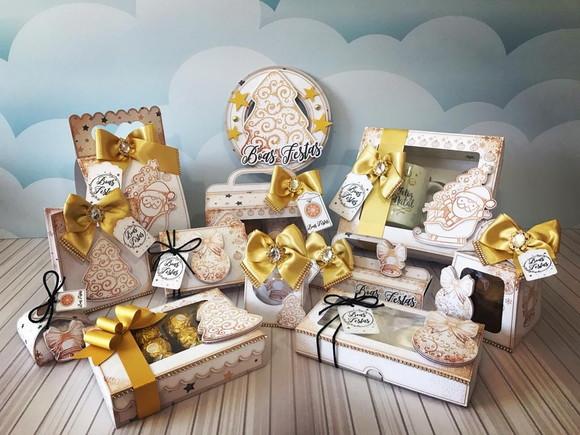 Kit Natal Branco e Dourado