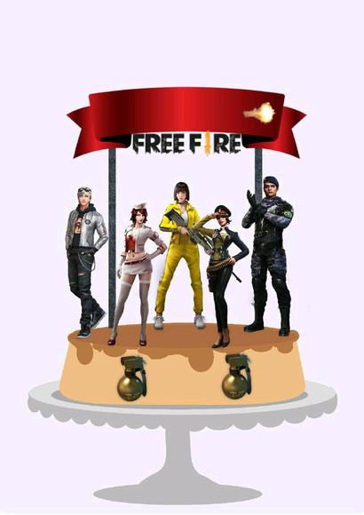Topo de Bolo Free Fire