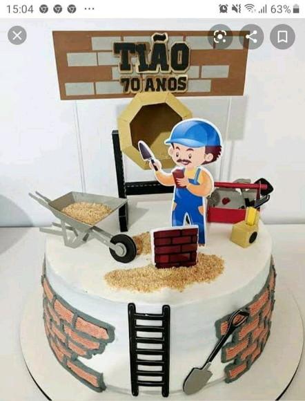Topo de Bolo Pedreiro Betoneira