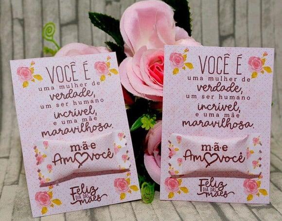 Cartão Bala e Chaveiro Dia das Mães