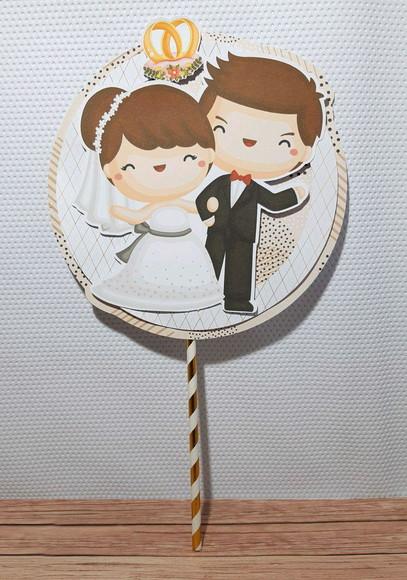 Topo de Bolo Casamento Cute