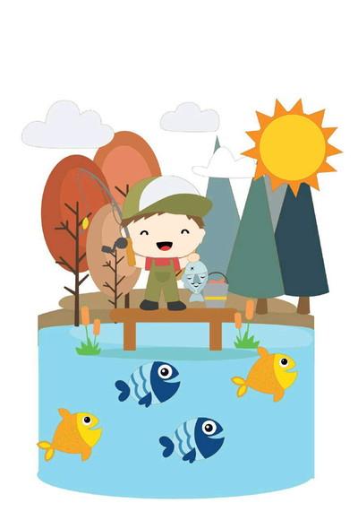 Topo de Bolo Menino Pescador