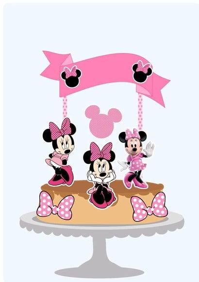 Topo de Bolo Minnie Rosa