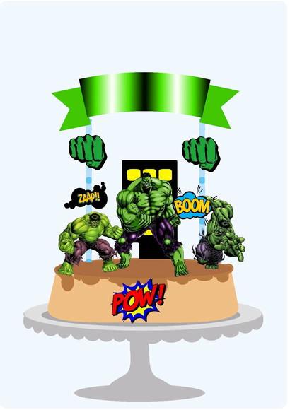 Topo de Bolo Hulk