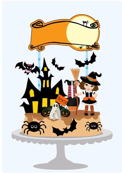 Topo de Bolo Halloween Menina