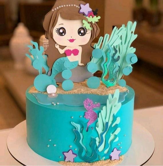 Topo de Bolo Sereia Cute