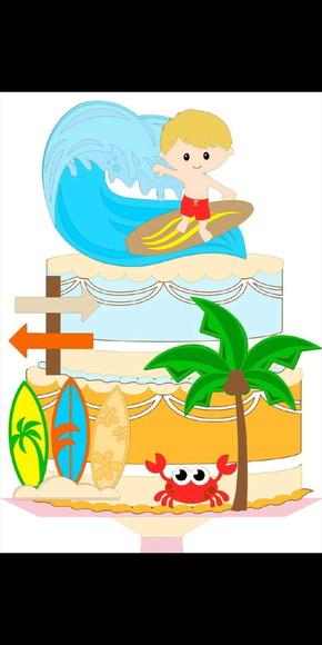Topo de Bolo Menino Surfando