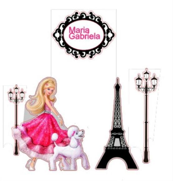 Topo de Bolo da Barbie em Paris