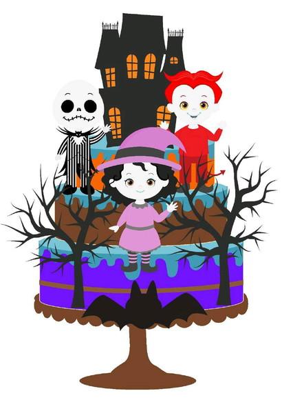 Topo de Bolo Halloween Infantil