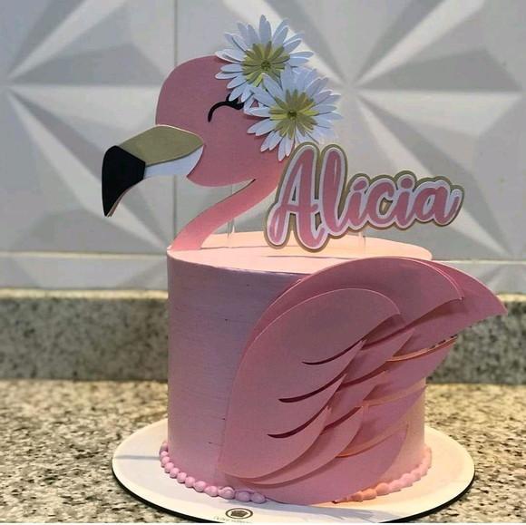 Topo de Bolo Flamingo