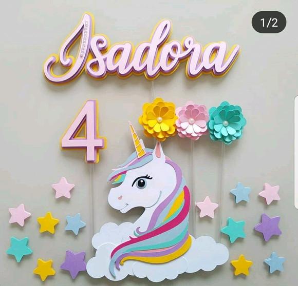 Topo de Bolo Unicórnio