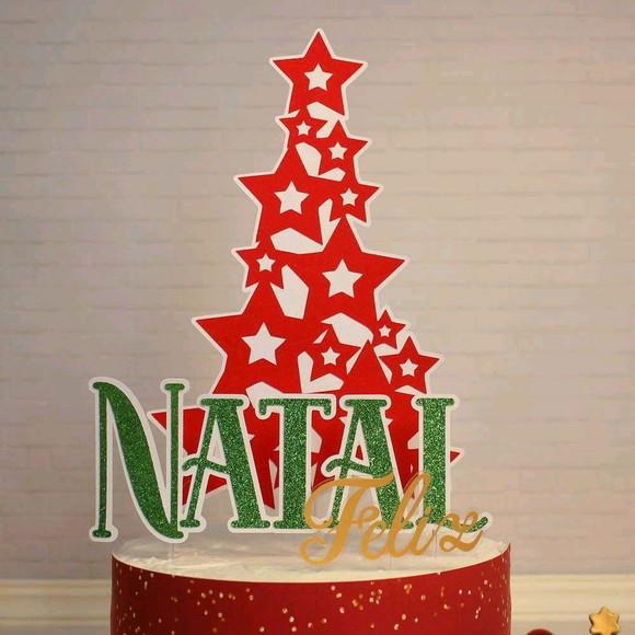 Topper Feliz Natal Árvore Estrela