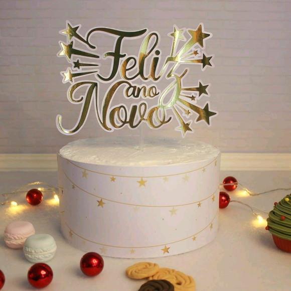 Topo de Bolo Feliz Ano Novo