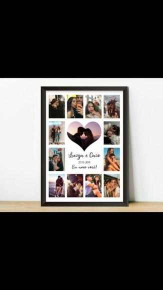 Quadro Fotos e Nome Dia dos Namorados